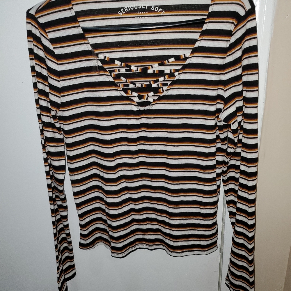 Strip long sleeve top
